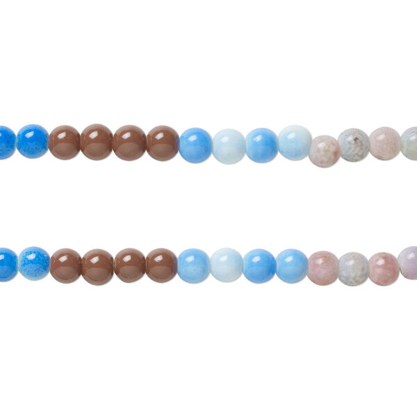 Bead, coated glass, opaque mixed colors, 8 - 8.5mm round. Sold per pkg of (2) 7-inch strands. image number 0