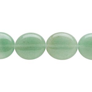 Green aventurine 1pkg1, flat oval bead natural 15.5-16 inch 16x14mm
