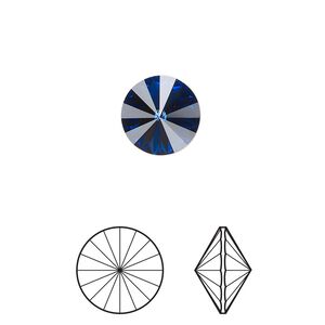 Chaton 288pk dark sapphire foil back, Swarovski® ReCreated™ 10.54-10.91mm rivoli SS47 1122