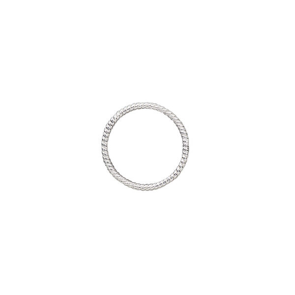 Jump ring, sterling silver, 14mm soldered twisted round, 12.3mm inside diameter, 18 gauge. Sold per pkg of 2. image number 0