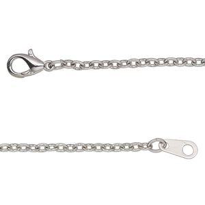 Chain, antique silver-finished steel, 2mm textured cable, 18 inches with lobster claw clasp. Sold individually.