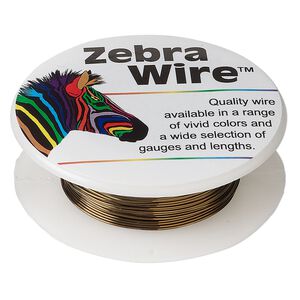 Wire, Zebra Wire™, color-coated copper, antique bronze, round, 24 gauge. Sold per 20-yard spool.