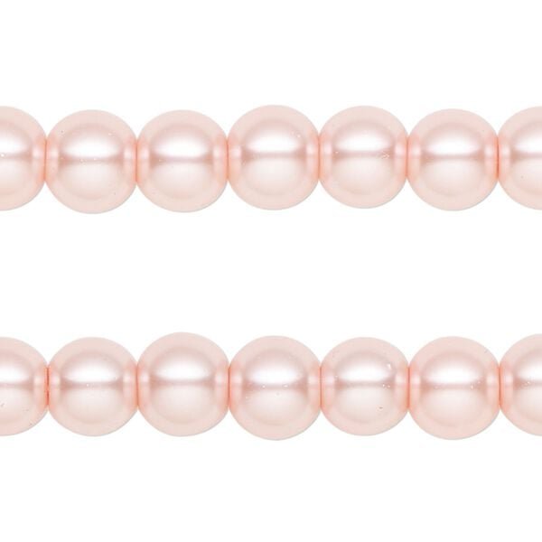 Bead, glass pearl, pink, 7-8mm round. Sold per pkg of (2) 15-inch strands, approximately 100 beads. image number 0