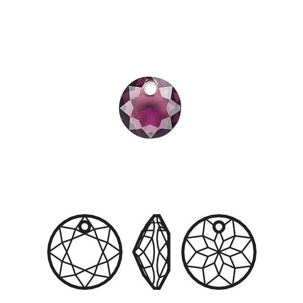 Drop 4pk amethyst, Crystal Passions® 8mm pendant classic cut 6430 image number 0