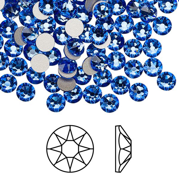 Flat back 144pk sapphire foil back, Crystal Passions® 4.6-4.8mm rose round SS20 2088 image number 0