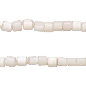 Bead, cat's eye glass (fiber optic glass), pale pink, 5x4mm-6x4mm round tube. Sold per pkg of (2) 15-inch strands, approximately 120 beads.