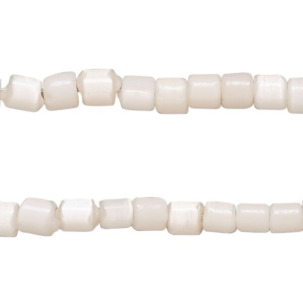 Bead, cat's eye glass (fiber optic glass), pale pink, 5x4mm-6x4mm round tube. Sold per pkg of (2) 15-inch strands, approximately 120 beads. image number 0