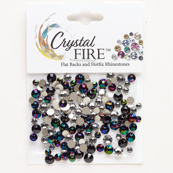 Flat back mix 1pkg144 jet and crystal vitrail medium, Crystal FIRE®, 3.00-4.80mm round SS12 / SS16 / SS20 image number 0