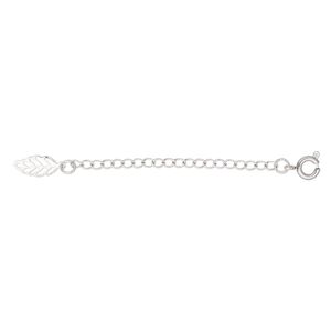 Extender chain 1pkg1 curb, 2.4mm / 11x5.5mm double-sided open leaf / springring clasp, stainless steel 2 inch unfinished