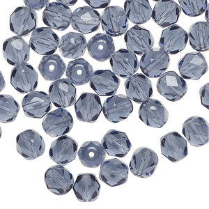 Bead, Czech fire-polished glass 1pkg1200, translucent Montana blue, 6mm faceted round.