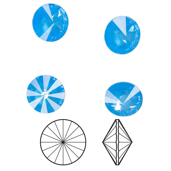 Chaton 4pk crystal electric blue ignite LacquerPRO, Crystal Passions® 12mm rivoli 1122 image number 0