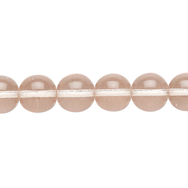 Bead, Czech glass druk, transparent light rose, 10mm round. Sold per 15-1/2" to 16" strand. image number 0