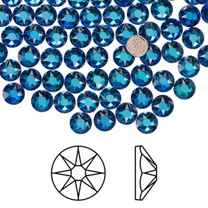 Flat back 1440pk crystal Bermuda blue foil back, Swarovski® hotfix 4.6-4.8mm round SS20 2078