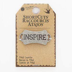 Focal, antique nickel-finished "pewter" (zinc-based alloy), 48x23mm curved rectangle with "INSPIRE" and (2) 8.5x2mm loops. Sold individually.