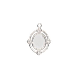 Drop, sterling silver, 16x13mm oval with 8x6mm oval setting and closed back. Sold individually.