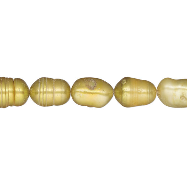 Pearl, cultured freshwater (dyed), golden olive, 6-7mm rice, C- grade, Mohs hardness 2-1/2 to 4. Sold per 16-inch strand. image number 0