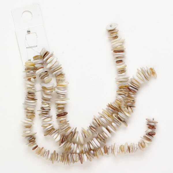 Bead 1pkg3 golden lip shell, small chip, 8 inch natural image number 0