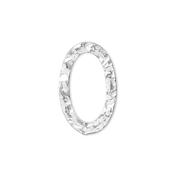 Link, sterling silver, 23x14mm hammered open oval. Sold per pkg of 2. image number 0