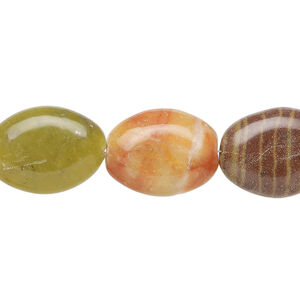 Multi-gemstone 1pkg1, puffed oval bead natural, 15 inch 17x13mm-18x14mm
