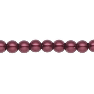 Pearl 1pk bordeaux, Celestial Crystal® 6mm round 15.5-16 inch