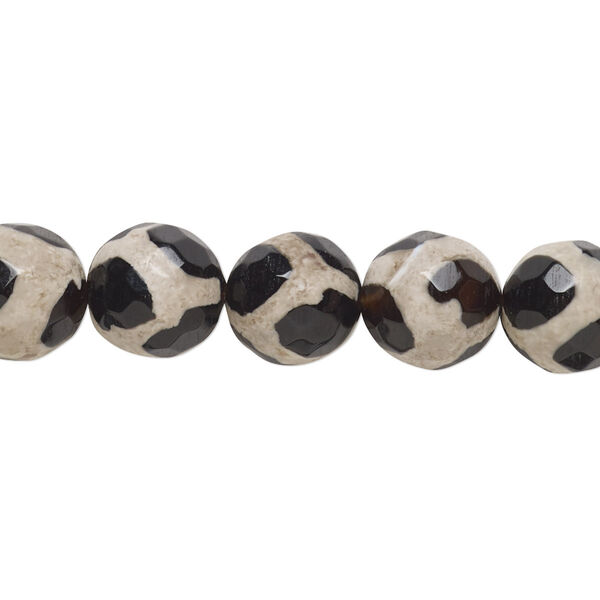 Bead, agate (dyed / heated), multicolored, 10mm faceted round, B- grade, Mohs hardness 6-1/2 to 7. Sold per 8-inch strand, approximately 20 beads. image number 0