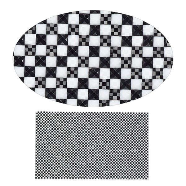 Adhesive sheet, My Style Deco Art™, peel-off, resin and glue, black and white, 8 x 4-3/4 inch rectangle, 1.8mm thick with checker design. Sold individually. image number 0