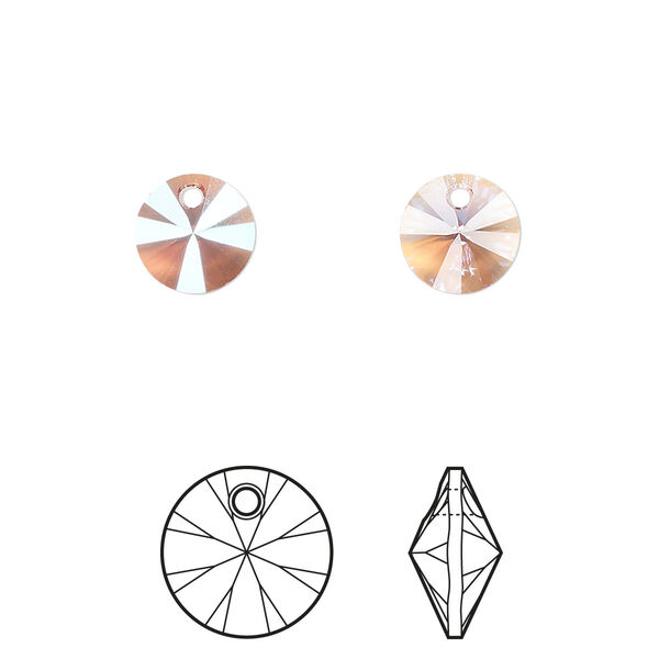 Drop 144pk light rose shimmer, Swarovski® 8mm pendant mini disk 6428 image number 0