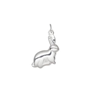 Charm, sterling silver, 15x13mm rabbit. Sold individually.
