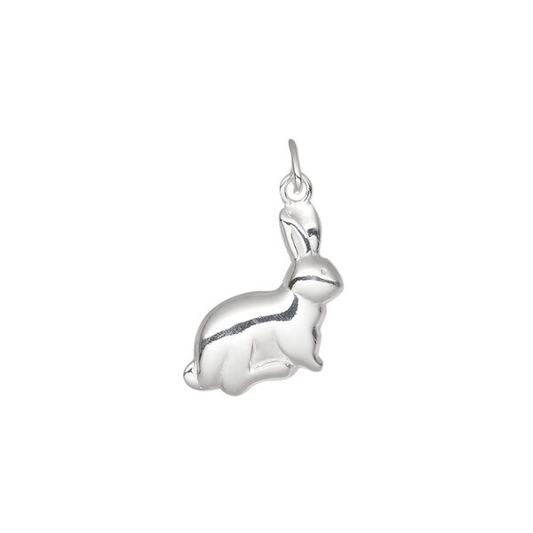 Charm, sterling silver, 15x13mm rabbit. Sold individually. image number 0