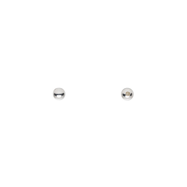 Bead end, silver-plated brass, 3mm half-drilled round. Sold per pkg of 100. image number 0