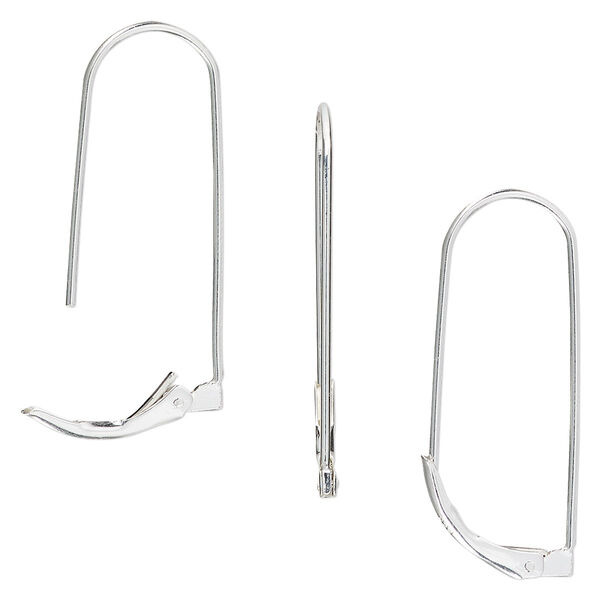 Ear wire, sterling silver, 27mm leverback. Sold per pair. image number 0