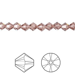 Bead 720pk blush rose, Swarovski® 5mm XILION bicone 5328