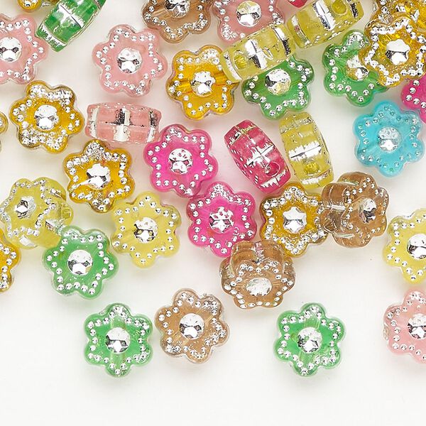 Acrylic 1pkg1, star bead 1 ounce mix mixed colors 8mm image number 0