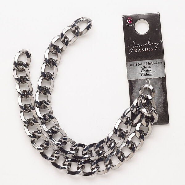 Chain, steel, pkg/14 inches, 11mm curb, gunmetal finish. image number 0