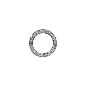 Jump ring, antiqued sterling silver, 12mm hammered round, 9.2mm inside diameter, 12 gauge. Sold per pkg of 2.