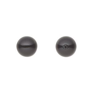 Pearl 4pk magic black, Preciosa Czech crystal 10mm half-drilled round