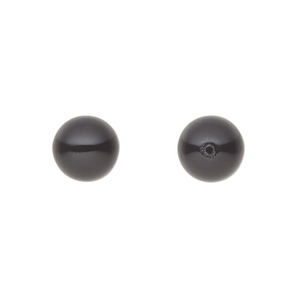 Pearl 4pk magic black, Preciosa Czech crystal 10mm half-drilled round image number 0