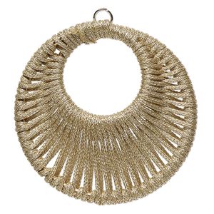 Focal, nylon and imitation rhodium finished steel, metallic gold, 44.5mm wrapped go-go. Sold per pkg of 2.