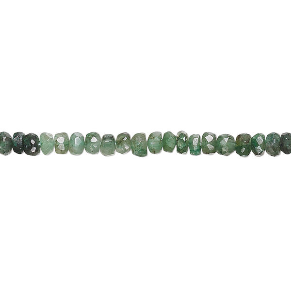 Emerald 1pkg1, hand-cut faceted rondelle bead C grade, 13 inch 3x2mm-4x3mm image number 0