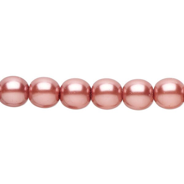 Bead, Czech pearl-coated glass druk, rose, 8mm round. Sold per 15-1/2" to 16" strand. image number 0