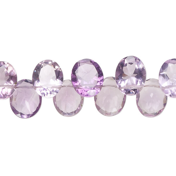 Amethyst 1pkg1, hand-cut top-drilled faceted puffed flat-sided oval bead natural B+ grade, 14 inch 10x7mm-11x8mm image number 0
