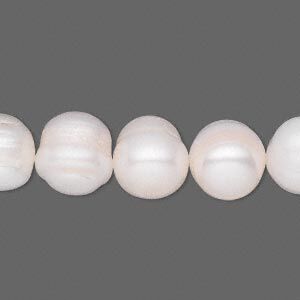 Pearl, cultured freshwater (bleached), white, 10-11mm semi-round, C grade, Mohs hardness 2-1/2 to 4. Sold per 15-1/2" to 16" strand.
