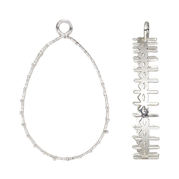 Focal, silver-finished brass, 30.5x22mm teardrop with open back and decorative trim with 30x20mm pear setting. Sold per pkg of 4. image number 0