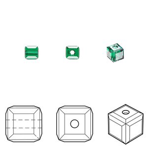 Bead 12pk majestic green, Crystal Passions® 4mm cube 5601