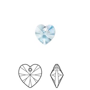 Drop 4pk aquamarine, Crystal Passions® 10mm pendant heart 6228
