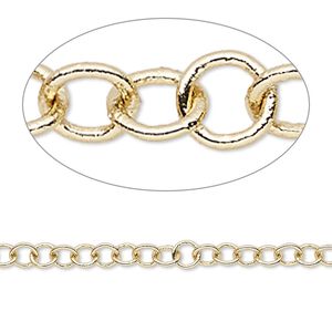 Chain 1pkg1 cable, 4mm round, gold-finished brass 5 foot unfinished