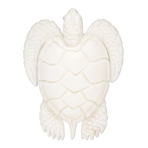 Bone 1pkg1, carved turtle focal white 39x30mm