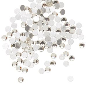 Flat back, Czech glass, clear, 3-3.2mm faceted round, SS12. Sold per pkg of 144 (1 gross).