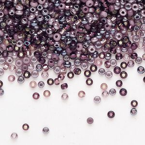 Seed bead mix Preciosa Ornela 1pkg1 Czech glass, opaque and translucent multi-purple, #10 rocaille, 50g
