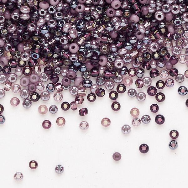 Seed bead mix Preciosa Ornela 1pkg1 Czech glass, opaque and translucent multi-purple, #10 rocaille, 50g image number 0